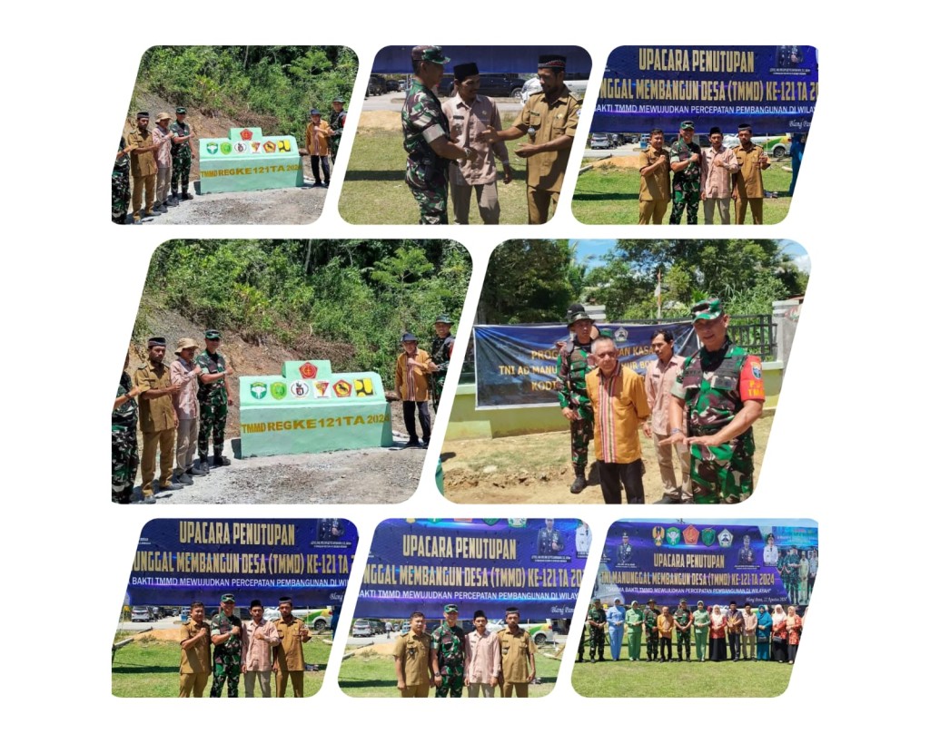 Poto Bersama di acara penutupan upacara TNI MANUNGGAL MEMBANGUN DESA ( TMMD)KE -121 TA 2024 